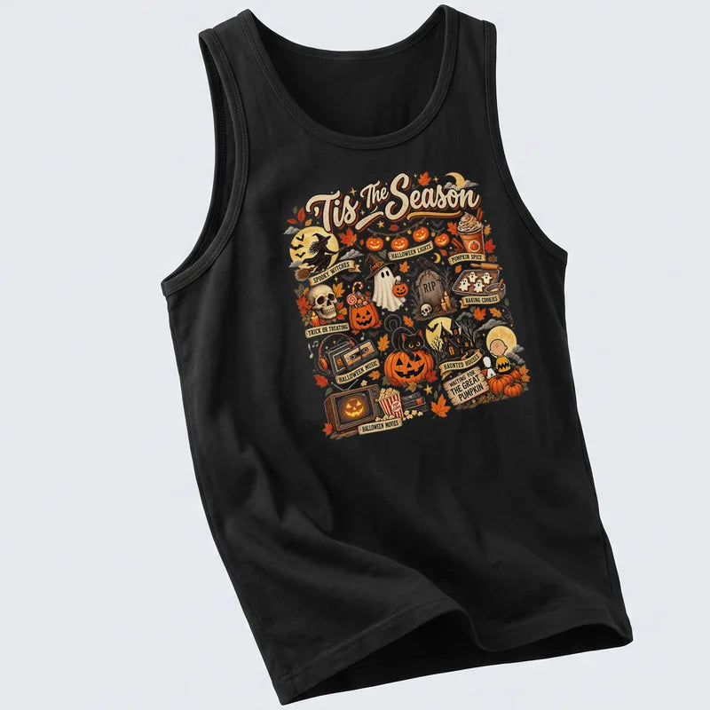 Tis The Season Halloween Pumpkin Cat Spooky Autumn T-Shirt
